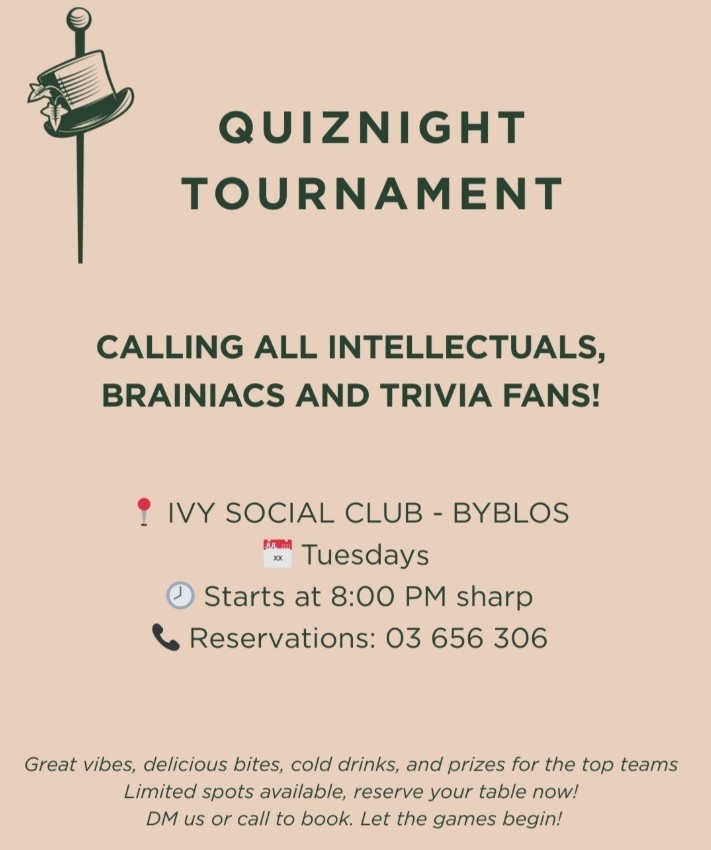 Quiz Night Tournament General Knowledge at Ivy Social Club Free Entrance